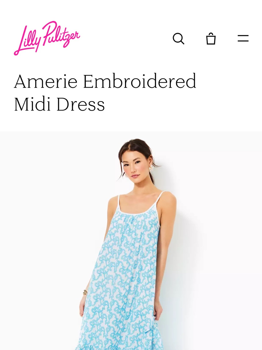 Lilly Pulitzer Sky Blue embroidered Slip Midi Dress. +A LITTLE GIFT 🎁